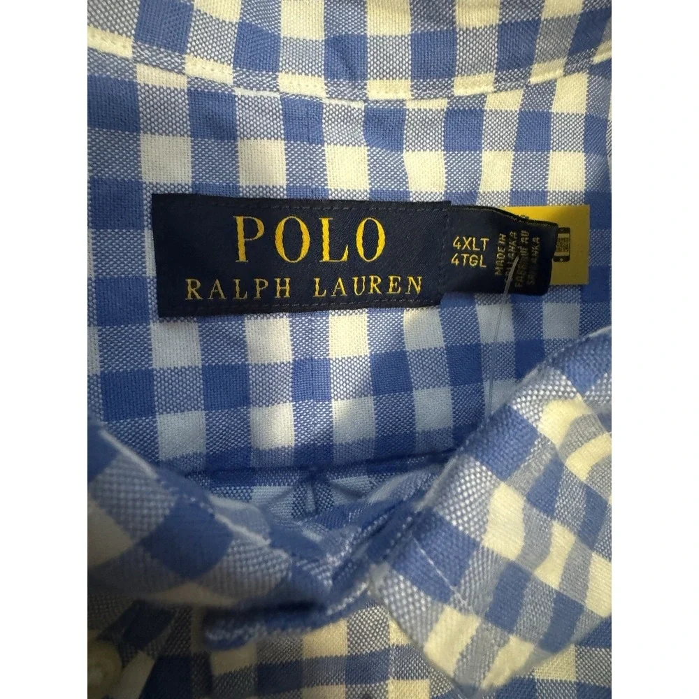 Polo Ralph Lauren 4XLT Palm Trees Short Sleeve‎ Button Down Oxford Shirt Gingham